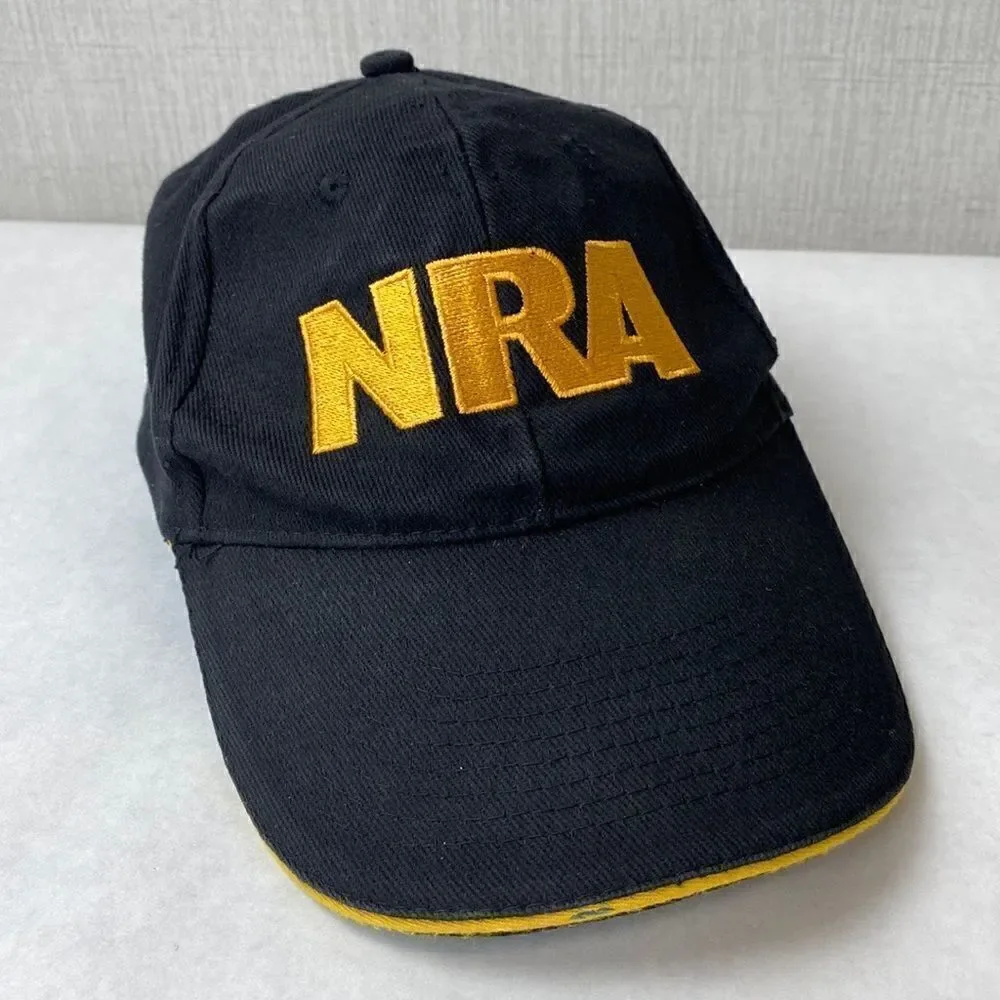NRA Hat Ballcap Cap Black Yellow Adult Adjustable National Rifle Association